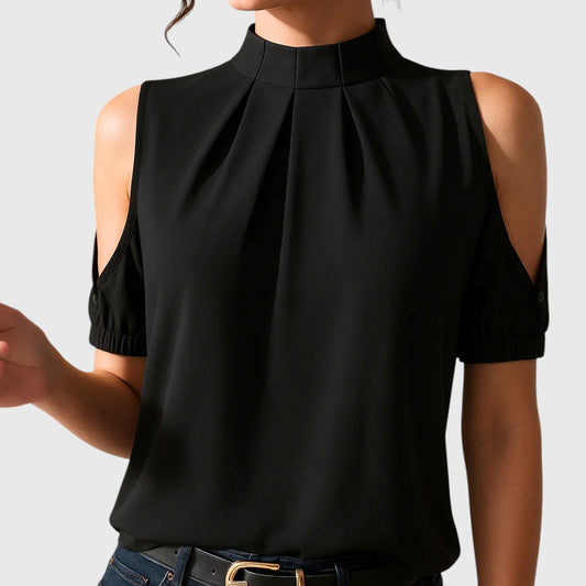 Isabel™ | Zwarte Geplooide Blouse